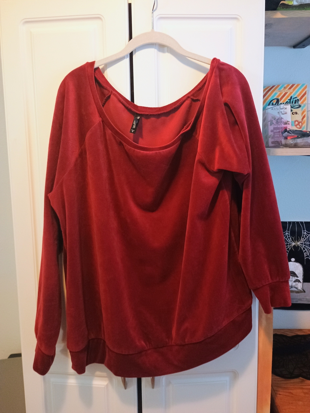 torrid Red Velvet Off-Shoulder Sweatshirt